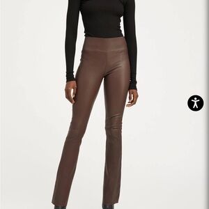 SPRWMN DARK CHOCOLATE LEATHER ANKLE FLARE